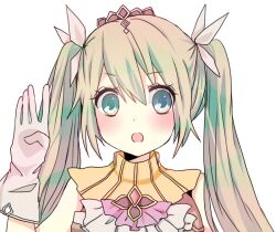  blush commentary_request female frey_(rune_factory) gloves green_eyes green_hair long_hair rune_factory rune_factory_4 sabon_(ilovesaya) solo twintails 