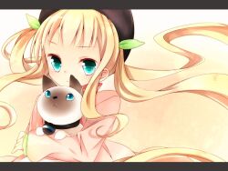  :&lt; bad_id bad_pixiv_id beret black_hat blonde_hair elle_mel_martha expressionless feline female green_eyes hat leeannpippisum letterboxed long_hair rollo_(tales) tales_of_(series) tales_of_xillia tales_of_xillia_2 twintails 