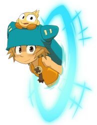  1boy az_(wakfu) bird blonde_hair brown_eyes buttons commentary_request fen_(gunpura) hat portal_(series) portal_1 wakfu yugo_(wakfu) 