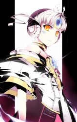  bad_id bad_pixiv_id choker coat code:_empress_(elsword) elsword eve_(elsword) female forehead_jewel fuyugasumi highres short_hair solo white_hair white_sleeves yellow_eyes 