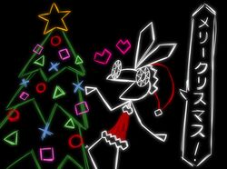  absurd_res alternate_color anthro black_background celebration christmas christmas_clothing christmas_decorations christmas_headwear christmas_ornament christmas_tree circle clothing colored_line_art decoration digital_media_(artwork) female harry_amor&oacute;s hat headgear headwear heart_symbol hi_res holidays japanese_text lagomorph leporid mammal merry_christmas plant playstation prick_ears rabbit santa_hat simple_background smile solo sony_corporation sony_interactive_entertainment stick_arms stick_calves stick_legs stick_limbs stick_thighs text thin_calves thin_legs thin_thighs tree vib-ribbon vibri white_line_art yellow_star 