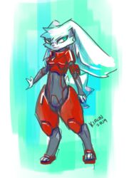  2019 anthro armor biped clothed clothing derideal digital_drawing_(artwork) digital_media_(artwork) female hi_res kiaun lagomorph leporid mammal nova_(xen) rabbit signature simple_background smile solo standing uniform 