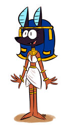  animal_head animal_humanoid anubian_jackal anubis armlet black_body black_fur bottomwear bracelet canid canine canis clothed clothing cynocephalus deity egyptian egyptian_clothing egyptian_headdress egyptian_mythology fangs female for_a_head fur gold_(metal) gold_jewelry headdress headgear headwear humanoid jackal jewelry mammal middle_eastern_mythology midriff mythology necklace nemes_(clothing) rule_63 shendyt simple_background skirt smile solo squiddybiddy teeth 