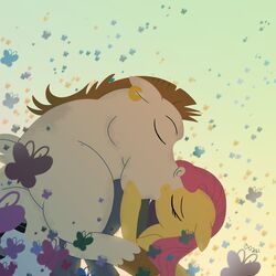  2021 absurd_res arthropod blonde_hair bulk_biceps_(mlp) butterfly closed_eyes dated digital_drawing_(artwork) digital_media_(artwork) duo ear_piercing equid equine female feral fluttershy_(mlp) friendship_is_magic hair hasbro heavysplatter hi_res insects kiss_on_lips kissing lepidopteran male male/female mammal my_little_pony mythological_creature mythological_equine mythology pegasus piercing pink_hair size_difference white_body wings yellow_body 