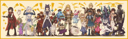  3boys 6+girls 6+others :o ahoge alternate_eye_color alternate_hair_color animal_ears armor bandana beard belt belt_pouch bird black_belt black_bodysuit black_choker black_coat black_corset black_footwear black_gloves black_hair black_hat black_shirt black_sleeves blacksmith_(rwby) blake_belladonna blake_belladonna_(atlas) blonde_hair blue_dress blue_eyes blue_footwear blue_hairband blue_headband blue_shirt blue_shrug blush bob_cut bodystocking bodysuit boots border bowler_hat braid braided_ponytail breasts brown_belt brown_eyes brown_footwear brown_jacket brown_overalls brown_pants bug butterfly cape cat_ears chicken choker cleavage closed_mouth coat commentary_request corset couter covering_own_mouth cropped_jacket cropped_shirt crown cuirass curious_cat_(rwby) detached_sleeves doll dress earrings elbow_gloves english_commentary facial_hair fingerless_gloves food full_armor full_body fur-trimmed_jacket fur_trim gauntlets gem genial_gem glasses gloves greaves green_jacket grin hairband hand_up hands_up hat headband herbalist_(rwby) high_heel_boots high_heels highres holding holding_doll holding_food holding_polearm holding_sword holding_weapon injury jabberwalker_(rwby) jackalope jacket jaune_arc_(rusted_knight) jewelry jumping juniper_(rwby) knee_boots knees_together_feet_apart large_breasts little_(rwby) long_hair long_sleeves looking_at_another looking_at_viewer mechanical_arms medium_breasts medium_hair midriff mixed-language_commentary moai_(moai_world) mouse_(animal) mouse_leader_(rwby) multicolored_clothes multicolored_dress multicolored_hair multiple_belts multiple_boys multiple_girls multiple_others navel neo_politan neo_politan_(atlas) official_alternate_costume on_person one_eye_closed open_clothes open_jacket open_mouth open_overalls orange_bandana overalls pants paper_pleaser pauldrons pink_hair pleated_dress pleated_skirt pointing pointing_at_viewer pointing_up polearm pouch purple_eyes purple_pants raccoon red_cape red_dress red_eyes red_gemstone red_hat red_pawn_(rwby) red_prince_(rwby) red_robe red_skirt robe ruby_rose ruby_rose_(atlas) rust rwby shirt short_hair short_sleeves shoulder_armor side_ponytail single_mechanical_arm skirt smile somewhat_(rwby) sparkle standing striped_clothes striped_shirt sword tailcoat teapot teeth thighhighs toy_guard_(rwby) toy_soldier_(rwby) turtleneck turtleneck_shirt two-tone_hair two-tone_shirt upper_teeth_only vambraces weapon weiss_schnee weiss_schnee_(atlas) white_belt white_coat white_dress white_footwear white_gloves white_hair white_pants white_pawn_(rwby) white_shirt wrist_belt yang_xiao_long yang_xiao_long_(atlas) yellow_background yellow_border yellow_eyes yellow_shirt 