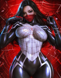  1girls absurd_res absurdres asian asian_female athletic athletic_female black_bodysuit black_clothes black_clothing black_eyes black_hair bodysuit breasts cindy_moon curvaceous female female_focus female_only fit fit_female high_resolution highres hips light-skinned_female light_skin logan_cure long_hair looking_at_viewer marvel marvel_comics mask masked_female medium_breasts red_background red_mask silk_(marvel) slim_girl slim_waist solo solo_female solo_focus spider-man_(series) spider_web superhero_costume superheroine thick_hips tight_bodysuit tight_clothes tight_clothing tight_fit web wide_hips 