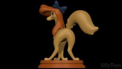  3d_(artwork) 3d_modeling 3d_print ass canid canine dancing digital_media_(artwork) disney dixie_(tfath) female feral hi_res looking_back mammal paws raised_tail ribbons shaking_butt sillytoys smile solo tail the_fox_and_the_hound 