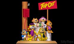  3d_(artwork) 3d_modeling 3d_print anthro benny_the_ball black_background blue_body brain_(top_cat) brown_body cane choo-choo_(top_cat) clothed clothing digital_media_(artwork) diorama electronics fancy-fancy_(top_cat) felid feline gang group hanna-barbera hat headgear headwear hi_res logo male mammal money money_bag necktie orange_body phone pink_body pinup pose sillytoys simple_background spook_(top_cat) stage top_cat top_cat_(series) trash_can yellow_body 