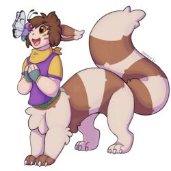  1:1 2022 alpha_channel brown_body butterfree chibi furret generation_1_pokemon generation_2_pokemon hi_res mammal mustelid musteline nintendo orange_eyes paws pokemon pokemon_(species) pokemon_taur simple_background smile symrea tail taur transparent_background true_musteline 