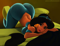  1girls aladdin arabian_female ass ass_up big_ass big_eyes bubble_ass bubblebadassbutts dat_ass disney disney_princess female female_only huge_ass looking_at_viewer middle_eastern_female princess princess_jasmine round_ass royalty solo thick top-down_bottom-up 