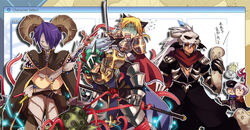  +_+ 6+boys :3 alchemist_(ragnarok_online) animal_ears armor assassin_cross_(ragnarok_online) belt between_fingers black_cape black_coat black_pants black_sclera black_shirt blonde_hair blue_cape breastplate brown_belt brown_cape brown_coat brown_headwear brown_pants cabbie_hat cape cat_ears chainmail character_select chibi chibi_inset closed_mouth coat colored_sclera commentary_request creator_(ragnarok_online) cross crossed_arms dagger demon_horns emon-yu feet_out_of_frame gauntlets gloom_(expression) gloves green_hair grin hair_between_eyes hat holding holding_dagger holding_knife holding_polearm holding_sword holding_weapon horns knife leg_armor long_hair long_sleeves looking_to_the_side lord_knight_(ragnarok_online) male_focus mandragora_(ragnarok_online) mask monster multicolored_coat multiple_boys open_clothes open_mouth open_shirt pants pauldrons polearm pouch priest_(ragnarok_online) purple_hair ragnarok_online red_cape red_coat red_eyes red_scarf sand scarf shaded_face shirt short_hair shoulder_armor skull sleeper_(ragnarok_online) smile spear spiked_gauntlets sword tabard teeth tentacle two-tone_coat user_interface vambraces vial visor_(armor) waist_cape weapon white_gloves white_hair 