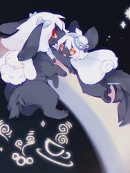  2024 3:4 3_fingers 3_toes abstract_background absurd_res accessory ahoge anthro backpack bell_accessory biped black_body black_ears black_fur black_inner_ear black_tail blush bow_(feature) bow_accessory bow_ribbon cape chikorita_moon chinchilla chinchillid cinnamon_(cinnamoroll) cinnamoroll clothed clothing colored digital_media_(artwork) duo eyelashes featureless_crotch feet female female_anthro feral fingers floppy_ears fluffy fluffy_tail full-length_portrait fur hair hair_accessory hair_bell hair_ribbon hairbow hat headgear headwear hi_res jumping kemono lagomorph leporid long_hair lop_ears mammal monotone_body monotone_fur monotone_hair monotone_tail mostly_nude nude open_mouth open_smile orange_eyes paws portrait rabbit rainbow rear_view red_eyes ribbons rodent sanrio semi-anthro shaded sky_children_of_the_light smile standing tail three-quarter_view toes twin_bows twin_hair_bows white_bow white_cape white_clothing white_eyelashes white_hair white_hat white_headwear 