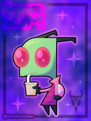  2024 3:4 absurd_res alien antennae_(anatomy) clothing container cordicedraw cosmic_background cup digital_media_(artwork) drinking fingers gloves green_body green_skin handwear hi_res humanoid invader_zim irken juice_(beverage) nickelodeon red_eyes solo space space_background straw_in_mouth teeth yellow_teeth zim_(invader_zim) 