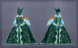  anthro armwear arthropod changeling clothing corset dress elbow_gloves friendship_is_magic ghost gloves handwear hasbro latex latex_clothing latex_dress lingerie long_dress longging male my_little_pony puffy_dress shamziwhite spirit standing topwear wings 