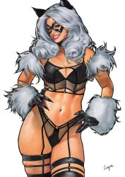  1girls 2024 abdominals black_cat_(marvel) breasts bylayne cat_tail digital_drawing_(artwork) digital_media_(artwork) felicia_hardy female female_only hands_on_own_waist hips hourglass_figure light-skinned_female light_skin lingerie long_hair marvel marvel_comics mask masked masked_female nails pinup red_lipstick revealing_clothes shiny_skin skimpy skimpy_clothes smile smiling smiling_at_viewer spider-man_(series) superheroine thick thick_thighs voluptuous voluptuous_female waist white_background white_hair 