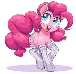  clothing equid female feral footwear friendship_is_magic hair hasbro hattsy mammal my_little_pony pink_body pink_hair pinkie_pie_(mlp) simple_background socks solo white_background 