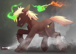  absurd_res cutie_mark digital_media_(artwork) equid equine fan_character feral fire gas hasbro hi_res hooves horn male mammal my_little_pony mythological_creature mythological_equine mythology smile smoke solo spikes tear_gas underpable unicorn 