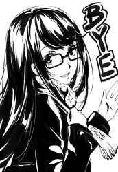  female glasses greyscale hair_down long_hair monochrome persona persona_5 persona_5_the_royal simple_background solo spoilers werkbau white_background yoshizawa_sumire 