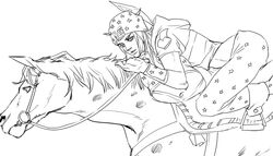  1boy ass clothed clothing horse johnny_joestar jojo&#039;s_bizarre_adventure looking_at_viewer male_only midriff slow_dancer_(jjba) solo_male steel_ball_run suggestive suggestive_posing 