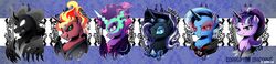  alicorn alicorn_amulet black_sclera blue_eyes blue_eyeshadow blue_sclera character_name corrupted corruption dormin-dim equestria_girls equid equine eye_mist eyeshadow female friendship_is_magic hasbro horn idw_publishing long_image makeup mammal membrane_(anatomy) membranous_wings midnight_sparkle_(eg) multiple_images my_little_pony my_little_pony_(idw) mythological_creature mythological_equine mythology nightmare_rarity_(idw) pony_of_shadows_(mlp) purple_eyes red_eyes solo starlight_glimmer_(mlp) sunset_shimmer_(eg) trixie_(mlp) unicorn white_eyes wide_image wings 