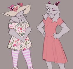  anthro bovid caprine choker clothed clothing covering covering_face crossdressing deltarune dress eyebrows eyeshadow femboy floppy_ears floral_dress floral_print furgonomic_hat furgonomic_headwear furgonomics goat hat hat_flower headgear headwear hi_res horn jewelry legwear looking_at_viewer makeup male mammal midriff multiple_images multiple_outfits necklace nkwaru one_eye_closed pattern_clothing pattern_legwear pink_clothing pink_dress pink_eyes pink_eyeshadow pink_horn pink_legwear ralsei smile solo striped_clothing striped_legwear stripes sun_hat sundress undertale_(series) wink winking_at_viewer 