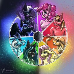  1:1 alicorn anthro applejack_(mlp) arthropod big_macintosh_(mlp) changeling color_wheel_challenge cosplay disguise dragon equid equine female fluttershy_(mlp) friendship_is_magic group hasbro horn horse idw_publishing latex looking_at_viewer male mammal my_little_pony my_little_pony_(idw) mythological_creature mythological_equine mythological_scalie mythology nightmare_moon_(mlp) nightmare_rarity_(idw) pegasus pinkie_pie_(mlp) pony ponysuit portrait princess_ember_(mlp) queen_chrysalis_(mlp) scalie stirren unicorn wings 