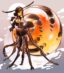  ant antennae_(anatomy) arthropod arthropod_abdomen arthropod_taur black_hair breasts clothed clothing female hair hogara honeypot_ant humanoid_taur hymenopteran insect_taur insects multi_leg multi_limb shirt_cuffs solo taur topwear yellow_body 