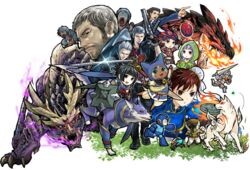  amaterasu_(ookami) arm_cannon beard black_hair breath_weapon breathing_fire canine canyne capcom chinese_clothes chris_redfield chun-li company_connection devil_may_cry_(series) devil_may_cry_5 facial_hair fangs felyne fire formal grey_hair gun gyakuten_saiban kamura_(armor) magnamalo makaimura mash_(masurawo) mega_man_(character) mega_man_(classic) mega_man_(series) monster monster_hunter_(series) monster_hunter_rise monster_hunter_stories naruhodou_ryuuichi nero_(devil_may_cry) official_art okami pointing rathalos resident_evil resident_evil_village simple_background sir_arthur_(makaimura) street_fighter suit vergil_(devil_may_cry) weapon white_hair zombie 