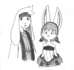  accessory ainu_clothing anthro aoko_(efradraws) bandana bare_shoulders belt big_ears breasts buckteeth cheek_tuft clothing duo efradraws eyebrows facial_tuft female floppy_ears fur hair headband hi_res isepo_(efradraws) kerchief lagomorph leporid lolicon long_ears male mammal monochrome navel northwind_(efradraws) painting_(artwork) pawpads pockets rabbit short_hair simple_background solo teeth thick_eyebrows thick_thighs traditional_media_(artwork) tuft watercolor_(artwork) white_background white_body white_fur white_hair young 