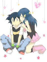  blue_hair couple dawn_(pokemon) friend_zone kissing pokemon pokemon_(anime) satoshi_(pokemon) scarf skirt 