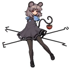  animal animal_ears arms_behind_back basket black_dress black_footwear blue_capelet capelet commentary_request dowsing_rod dress female full_body grey_hair holding holding_with_tail jewelry light_smile lowres mary_janes mouse_(animal) mouse_ears mouse_tail namako_daibakuhatsu nazrin necklace pantyhose pendant pixel_art prehensile_tail red_eyes shoes short_hair solo standing tail touhou transparent_background 