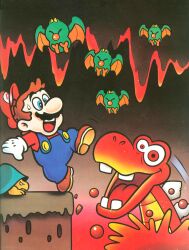  90s blargg facial_hair highres lava male male_focus mario mario_(series) molten_rock moustache official_art super_mario_bros. super_mario_world surprised 