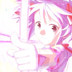  aiming arrow_(projectile) bad_drawr_id bad_id bad_link bow_(weapon) drawing_bow female foreshortening holding holding_arrow holding_bow_(weapon) holding_weapon kaname_madoka kaname_madoka_(magical_girl) magical_girl mahou_shoujo_madoka_magica mahou_shoujo_madoka_magica_(anime) oekaki outstretched_arm pink_hair solo wato_samirika weapon 