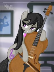  2012 better_version_at_source black_hair bow_(disambiguation) bow_(stringed_instrument) bow_tie bowed_string_instrument cello cutie_mark equid equine female feral friendship_is_magic hair hasbro horse killryde mammal musical_instrument my_little_pony octavia_(mlp) pony purple_eyes solo string_instrument 