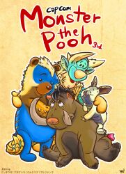  arzuros bad_id bad_pixiv_id bullfango eeyore lagombi monster_hunter_(series) monster_hunter_portable_3rd no_humans parody phuphu piglet_(winnie_the_pooh) pooh tigger winnie_the_pooh zinogre 