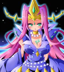  breasts cleavage duel_monster galaxy_queen green_eyes jewelry long_hair no83_galaxy_queen purple_hair staff star utubo25 yu-gi-oh! yuu-gi-ou_duel_monsters yuu-gi-ou_zexal 