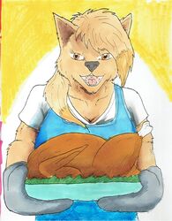  anthro avian bird canid canine dinner female galliform generation_1_pokemon happy holidays mammal mature_female ninetales nintendo nyghtmar3 phasianid pokemon pokemon_(species) pokemorph simone_(nyghtmar3) smile solo thanksgiving turkey 