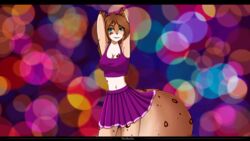  16:9 2_phut_hon 2d_animation abstract_background animated animation_meme anthro armpit_fetish ass big_breasts bottomwear bouncing_breasts breasts brown_hair clothed clothing costume dancing digital_media_(artwork) domestic_cat felid feline felis female frame_by_frame fur furgonomics hair hands_behind_head kathrin_vaughan looking_at_viewer mammal markings me!me!me! meme midriff narikusha navel open_mouth short_playtime simple_background skirt smile solo spots spotted_body spotted_fur tail tail_motion tail_through_skirt tailwag topwear twokinds white_body white_fur widescreen 