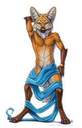  2020 4_toes 5_fingers abs anthro armlet black_nose bracelet brown_body brown_fur canid canine censored claws clothed clothing convenient_censorship digit_ring digitigrade feet fingers fur green_eyes jewelry looking_at_viewer male mammal maned_wolf nude orange_body orange_fur pinup pose ring shinigamigirl simple_background skimpy solo tan_body tan_fur tasteful_nudity toe_ring toes topless white_background white_body white_fur 