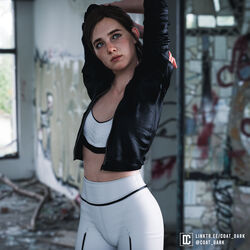  1girls 3d 3d_(artwork) abandoned_building absurd_res absurdres arm_tattoo bra brown_hair close-up clothed clothed_female coatdark collarbone ellie_(the_last_of_us) ellie_williams eyebrow_slits female female_focus female_only freckles front_view green_eyes half_updo jacket leather_jacket lesbian midriff naughty_dog pale-skinned_female petite seductive_look short_hair skinny small_breasts solo solo_female solo_focus sony_interactive_entertainment sports_bra sportswear tattoo tattoo_on_arm tattooed_arm the_last_of_us the_last_of_us_2 tied_hair tight_clothes tight_clothing tight_pants toned toned_female toned_stomach upper_body yoga_pants 