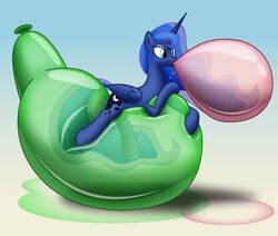  2020 alicorn balloon balloon_fetish balloon_support bladedragoon7575 blue_body cutie_mark equid equine feathered_wings feathers female friendship_is_magic hair hasbro hi_res horn inflatable inflatable_ride inflatable_support inflating inflating_balloon lying lying_on_balloon mammal my_little_pony mythological_creature mythological_equine mythology on_balloon on_front princess_luna_(mlp) simple_background sitting solo translucent wings 