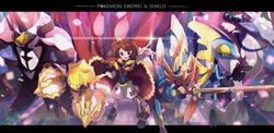  :d arm_up bad_id bad_pixiv_id calyrex calyrex_(ice_rider) cape champion_uniform commentary_request copyright_name eternatus eyelashes female fur-trimmed_cape fur_trim glastrier gloria_(pokemon) gloves grass highres holding holding_poke_ball inteleon leggings legs_apart letterboxed looking_at_viewer open_mouth poke_ball poke_ball_(basic) pokemon pokemon_(creature) pokemon_swsh red_cape regieleki shield_print shirt shoes short_sleeves shorts single_glove smile standing sword_print tongue umiru urshifu white_legwear white_shorts zacian zacian_(crowned) 