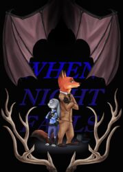  anthro antlers canid canine cover disney duo fan_character fanfiction female fox horn judy_hopps kikis-art-journey lagomorph leporid male male/female mammal nick_wilde rabbit red_fox true_fox upplet wings zootopia 