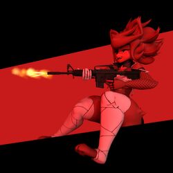  1:1 2023 3d_(artwork) anthro cally3d canid canine clothing digital_media_(artwork) eye_patch eyewear female fexa_(cally3d) fishnet_clothing five_nights_at_freddy&#039;s fox foxy_(cally3d) foxy_(fnaf) fredina&#039;s_nightclub fur gun mammal mtf_crossgender ranged_weapon red_body red_fur rule_63 sandvich_eatr scottgames solo source_filmmaker_(artwork) weapon white_wraps 