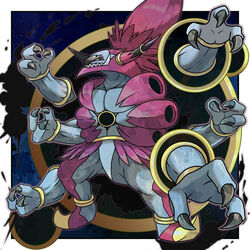  border claws commentary_request full_body hoopa hoopa_(unbound) legs_apart no_humans outside_border pokemon pokemon_(creature) sharp_teeth shuga_(mhwii) solo teeth tusks white_border 