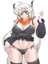  bad_id bad_twitter_id bikini black_bikini black_horns breasts cleavage cosplay female frilled_bikini frills grey_horns groin highres horns kemono_friends kemono_friends_3 large_breasts long_hair looking_at_viewer multicolored_horns navel orange_scarf ox_girl ox_horns saja_(166j357) scarf side-tie_bikini_bottom solo steller&#039;s_sea_lion_(kemono_friends) steller&#039;s_sea_lion_(kemono_friends)_(cosplay) swimsuit very_long_hair white_hair yak_(kemono_friends) 