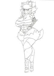  2022 animatronic anthro ass big_breasts big_butt boots breasts canid canine clothed clothing digital_media_(artwork) eye_patch eyewear female five_nights_at_freddy&#039;s footwear fox foxy_(cally3d) foxy_(fnaf) fredina&#039;s_nightclub hi_res high_heeled_boots high_heels krocialblack looking_at_viewer machine mammal mtf_crossgender robot rule_63 scottgames solo thick_thighs 