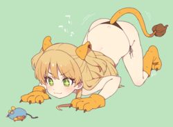  +_+ :3 all_fours animal_ears animal_hands ass black_panties blonde_hair blush cat_paws closed_mouth commentary_request fake_animal_ears female gloves green_eyes idolmaster idolmaster_cinderella_girls jougasaki_rika lion_ears lion_girl lion_tail long_hair moyori panties paw_gloves paw_shoes shoes side-tie_panties smile solo sparkling_eyes stuffed_animal stuffed_mouse stuffed_toy symbol-shaped_pupils tail top-down_bottom-up two_side_up underwear v-shaped_eyebrows 