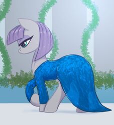  2023 absurd_res blue_clothing blue_dress clothed clothed_feral clothing dress equid equine female feral friendship_is_magic grey_body hasbro hi_res mammal maud_pie_(mlp) my_little_pony pupils quadruped solo t72b tagme 