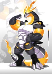  alternate_color anthro biceps biped claw_toes claws digital_eyes electric_horn electricity featureless_crotch fist flexing flexing_bicep flexing_biceps flexing_muscles future_pokemon generation_9_pokemon glowing glowing_biceps glowing_body glowing_muscles glowing_tail gradient_eyes hi_res hybrid legendary_pokemon lizard machine male markings metal miraidon muscular muscular_anthro muscular_male nintendo palette paradox_pokemon pecs pokemon pokemon_(species) pose power pupils reptile robot robot_anthro robotic rocket scalie serratus slit_pupils solo spikes steel synthetic synthetic_muscles tail triceps ultimate_mode_miraidon valentinesartx 